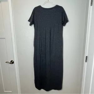 Amazon HUSK ARY Easy Charcoal Gray V-Neck Maxi Dress w/Pockets Size L thumbnail 8