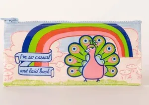 Blue Q I'M SO CASUAL AND LAID BACK ZIP POUCH CASE by , Multicolored Peacock, NWT! thumbnail 1