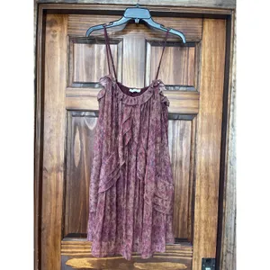 12th Tribe Golden Hour Raspberry Ruffle Mini Dress NWT Size L thumbnail 2