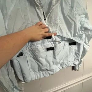Adidas Woman’s Cropped Wind.rdy Sheer Packable Windbreaker Lite Blue Size XS thumbnail 8
