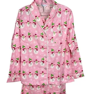 THE COMPANY STORE Pink Snowman Cotton Pj’s Flannel Pajamas * NWOT thumbnail 1