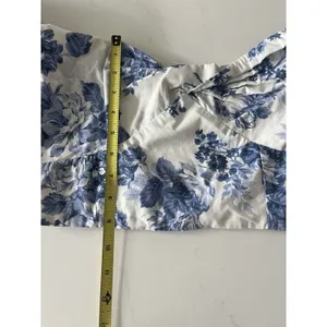 Abercrombie & Fitch White Blue Emerson Floral Off Shoulder Crop Top Women M thumbnail 7