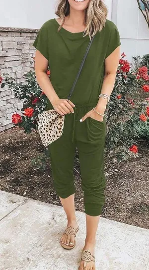 NEW Loose Off Shoulder Elastic Waist Stretchy Long Jumpsuit 2X thumbnail 6