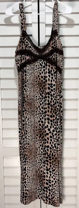 Linea Donatella animal print maxi dress sz large‎ adjustable straps stretchy thumbnail 1