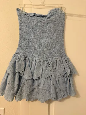 Eyelet Blue Mini Dress Size M thumbnail 3