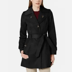 Fog by London Fog‎ Belted Removable Hooded Trench Coat in Black Size Small thumbnail 7