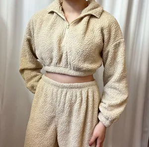 SheIn Beige Fuzzy Two Piece Co-ord Lounge Set Size Medium thumbnail 1