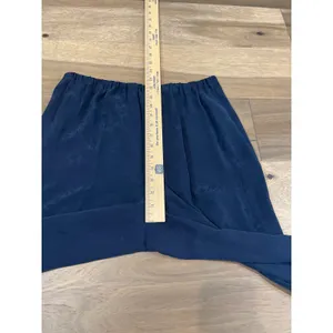 Chaus Pants Size 8 Navy 100% Silk Straight Leg Elastic Waist Vintage Trousers thumbnail 4