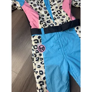 Tipsy Elves Ski Snow Suit Women's Size XS Snow Leopard Pink Blue Faux Fur Read thumbnail 5