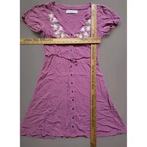 Abercrombie & Fitch Dress Womens Flutter Sleeve Pink Floral Button-UP Size XS thumbnail 5