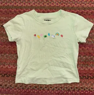LUCKY CHARMS Mint Green Short Sleeve Tee Rainbow Icons thumbnail 1