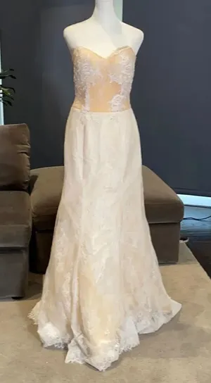 Women’s Strapless Formal Wedding Party Dress Size 4 &extra long train cape *READ thumbnail 1