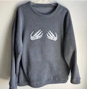 Skeleton Hands Sweatshirt Gray Size 2X thumbnail 1