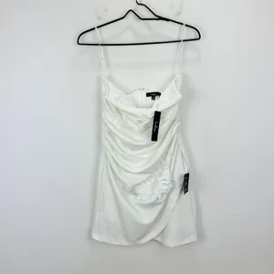 Lulus Divine Sensation White 3D Embroidered Strapless Mini Dress Medium NWT thumbnail 5