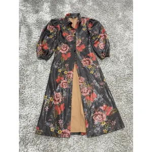 TOV Los Angeles Womens Floral Faux Leather Maxi Coat Dress Duster Jacket Size 38 thumbnail 2