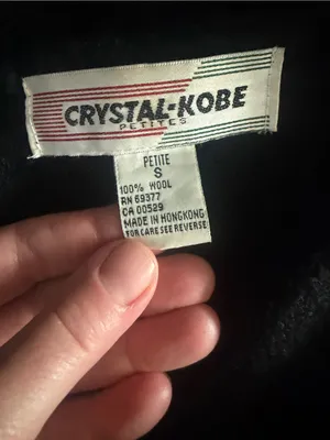 VTG Crystal Kobe Wool Floral Embroidered Black Knit Cardigan Antique Button Smal thumbnail 8