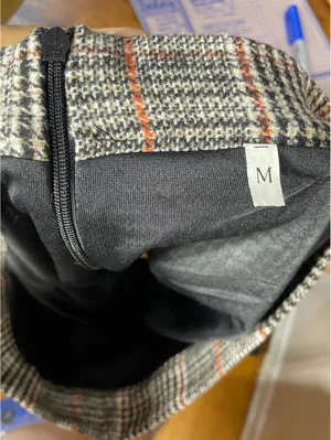 Grey Plaid Tweed Mini Skirt Preppy Grunge Coquette Skirt M thumbnail 2