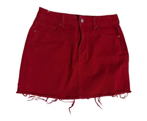 PacSun Red Frayed Denim Mini Skirt thumbnail 1