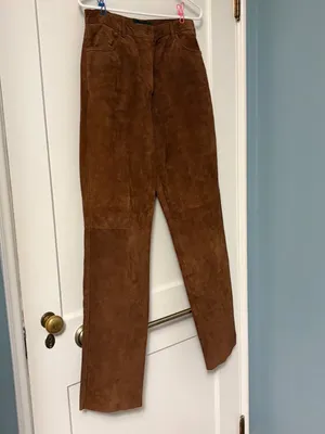 Bushwacker VTG 100% genuine leather pants brown high rise straight leg classic thumbnail 2