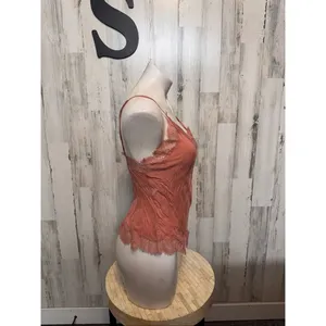 Victoria's Secret Rose Pink Cami Top Womens Size Small S Lace Trim Viscose Camis thumbnail 6