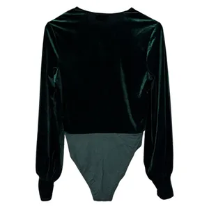 Bardot Long Sleeve Velour Green Spring Bodysuit Size Medium Women’s thumbnail 9