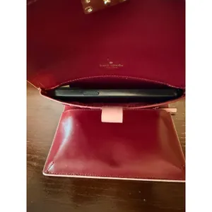 Kate Spade Wallet Women OS Pink Leather‎ Bifold Phone Case Clutch Burgundy thumbnail 7
