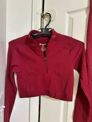 Burgundy No Boundaries half zip sweatshirt and leggings set thumbnail 2