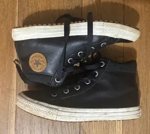 Black Leather Converse High-Top Sneakers All Star thumbnail 1