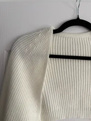 Cropped Cardigan in Cream Small White thumbnail 2