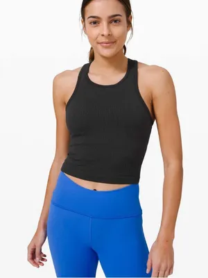 lululemon athletica ebb to street Black‎ Racerback cropped Tank Top 10 thumbnail 1