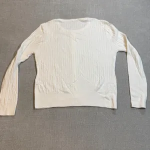 White Ribbed Button Up Cardigan Sweater XL Cream Knit Long Sleeve thumbnail 2