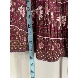 Only Necessities Floral Maxi Skirt Size M Elastic/Tie Waist Ruffle Crochet Hem thumbnail 3