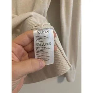Quince Lightweight Cotton Cashmere Crew Sweater Womens Medium Cream Quiet Luxury thumbnail 5