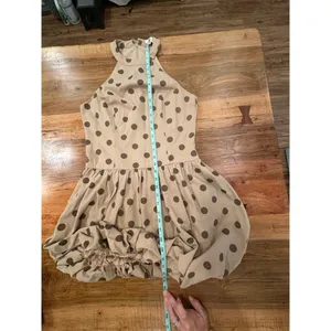 Klesis Vault 206 Taupe Polka Dot Halter Bubble Hem Mini Dress - Size M thumbnail 3