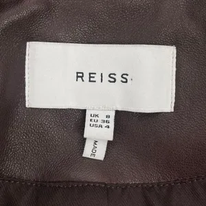 Reiss Leiya Lamb Leather Moto Jacket In Berry Brownish Red Size 4 thumbnail 10