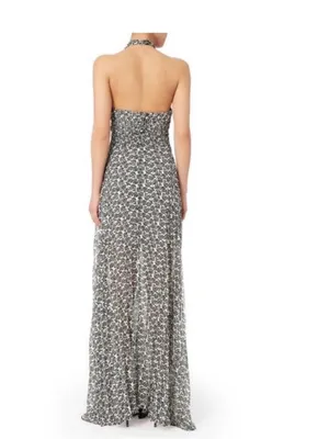 A.L.C. Frank Macpherson tie front halter cut out black and white maxi dress 2 thumbnail 2
