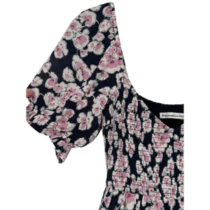Abercrombie & Fitch Womens Floral Smocked Puff Sleeve Tiered Midi Dress Sz Small thumbnail 10