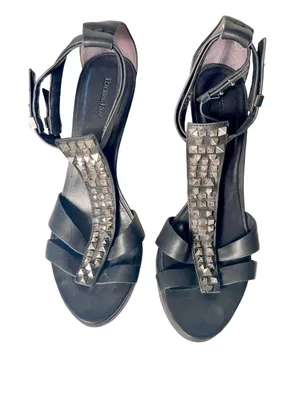 Rachel Roy Black Leather Studded Stiletto Heel Size 8.5 thumbnail 4