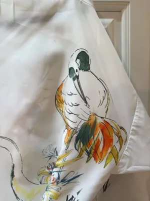 Cream Floral & Crane Print Wrap Blouse 8 thumbnail 5