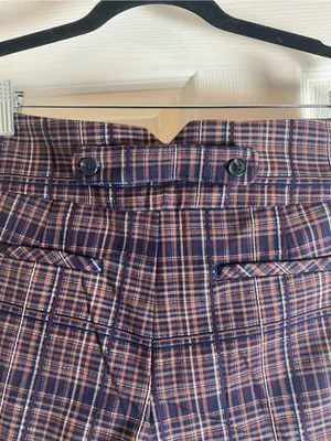 Free People Isla Plaid High Waisted Trouser Shorts Brown Navy Size 4 thumbnail 7
