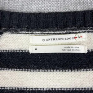 Anthropologie Sweater Womens M Black Striped Crew Neck Raglan Lightweight thumbnail 4