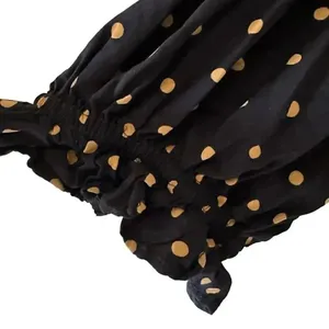 Madewell Black Gold Lucie V-Neck Smocked Mini Oval Dot Baby Doll SZ XL #1862 thumbnail 7