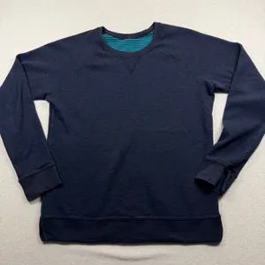 Lululemon Reversible Crewneck Sweatshirt Women’s Large Blue Striped Pullover thumbnail 1