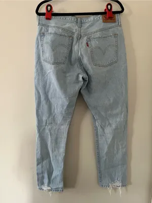 Levi's 501 Skinny Light Wash Distressed Jeans 31 X 28 Button Fly Western Country thumbnail 4