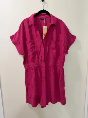 Nwt Pink Short Sleeve Button Front Romper Size XL thumbnail 1