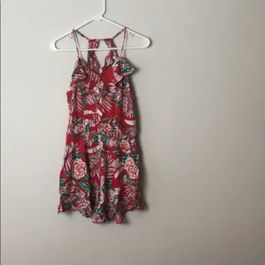 Red Ruffle Romper Tropical Floral thumbnail 9