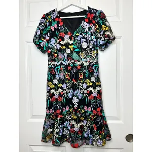Sam‎ Edelman Embroidered Puff Sleeve Floral Mesh Mini Dress 4 thumbnail 2