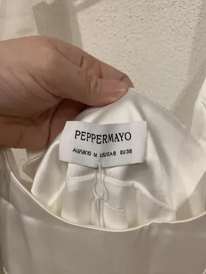 Peppermayo Odette Satin Mini Dress Womens 6 White Square Neck Sleeveless Party thumbnail 3