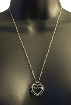Silver tone Mom pendant necklace thumbnail 1