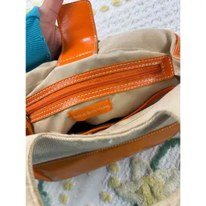 Bath & Body Works Canvas Orange Leather Trim Handle Bag‎ Women's Accessory thumbnail 7